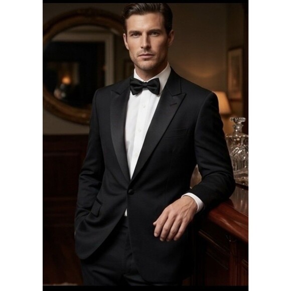 Pierre Cardin Other - Vintage Pierre Cardin Couture Black Tuxedo Jacket Blazer Wool Satin 42XL